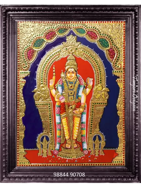 Hand-made Tanjore Painting Murugan